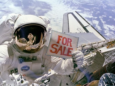 Shuttle 'for sale' sign