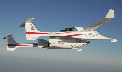 SpaceShipOne and White Knight in flight