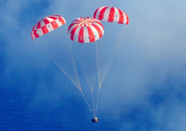 Orion on parachutes