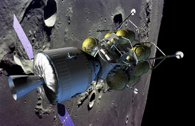 CEV and LSAM approach the Moon