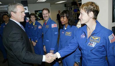 Bush and astronauts