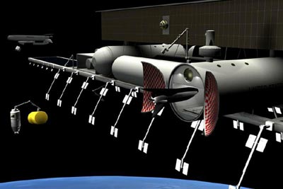 Space logistics base illustration