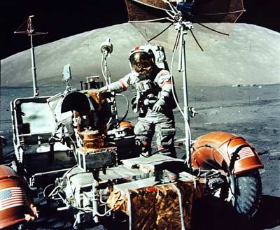Apollo lunar rover and astronaut