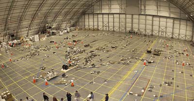 Columbia debris in KSC hangar